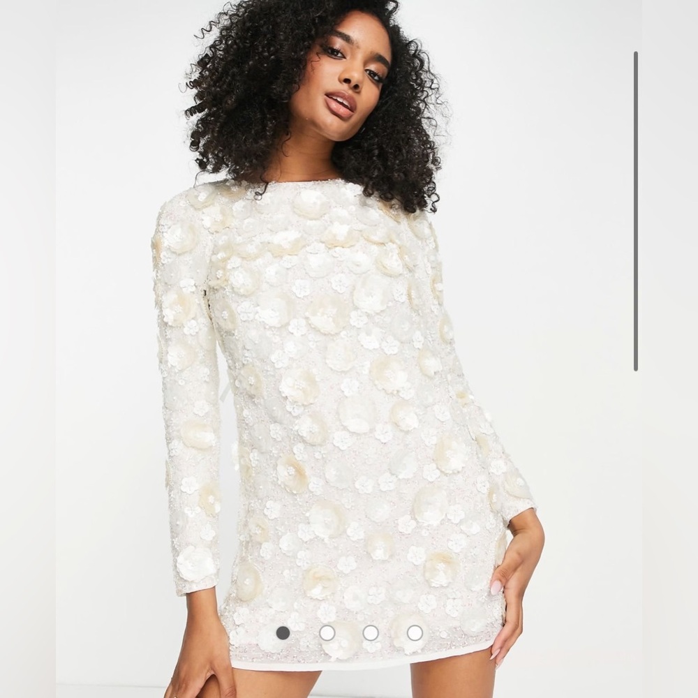 ASOS DESIGN floral embellished mini shift dress size 10 - Picture 3 of 7